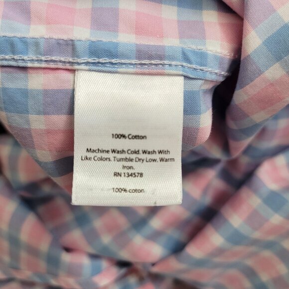 Vineyard Vines Tucker Shirt Mens Small Blue Pink Check Classic Fit Cotton Preppy - Picture 12 of 12